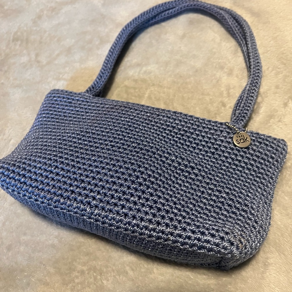 The Sak light blue crochet mini handbag 9.5x5